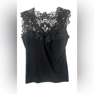 Joseph Ribkoff Black Lace-Trim Sleeveless Tank